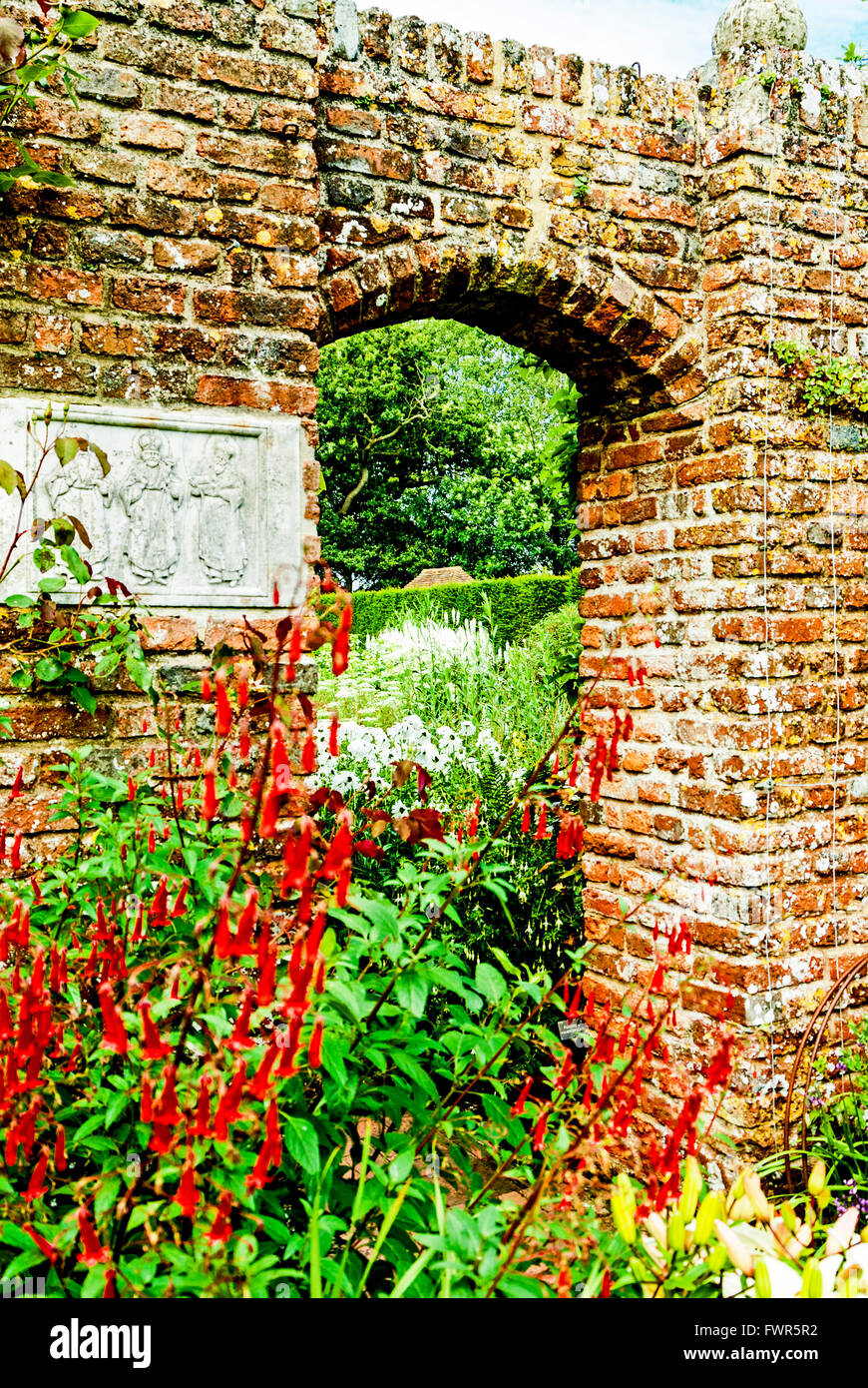 Brick wall with Flowers in a famous garden Stock Photo 101927702 Alamy