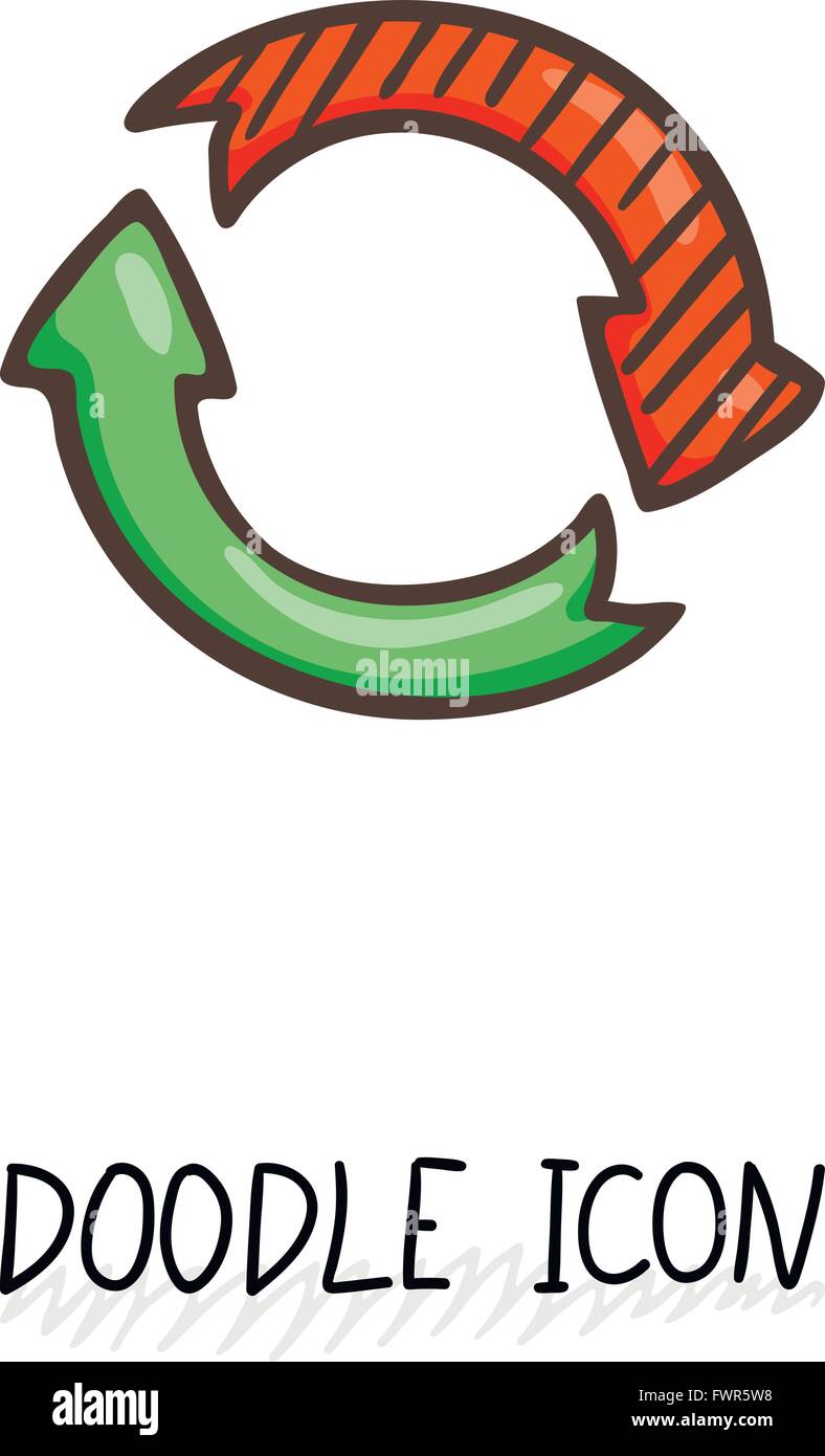 Doodle circle arrow icon. Eco, recycle pictogram Stock Vector Image ...