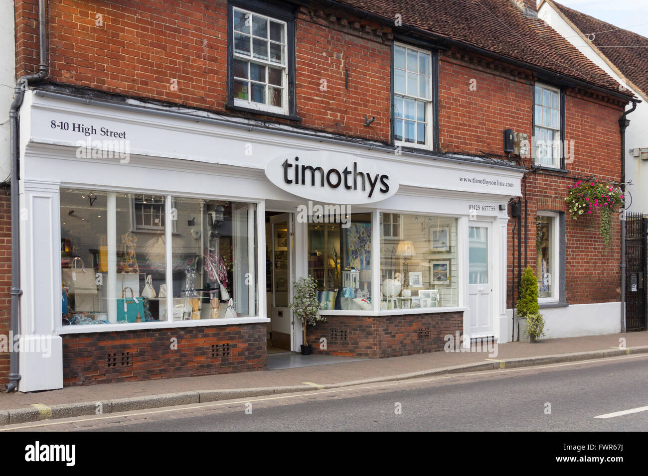 Timothys home interiors store on High Street in the small town of Fordingbridge, Hampshire Stock