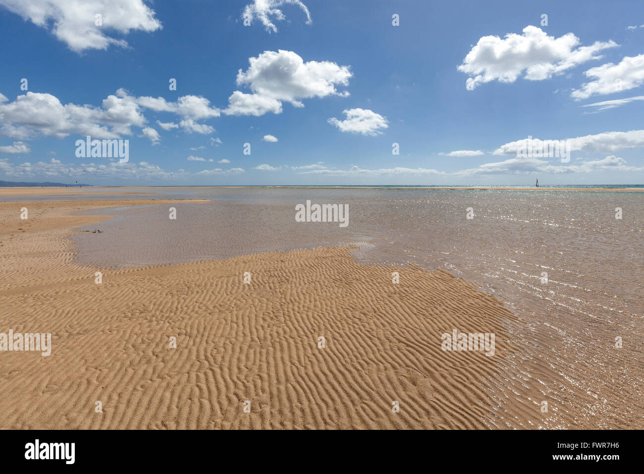 Beach Playa Risco del Paso, Playa de Sotavento, Jandia, Fuerteventura, Canary Islands, Spain Stock Photo