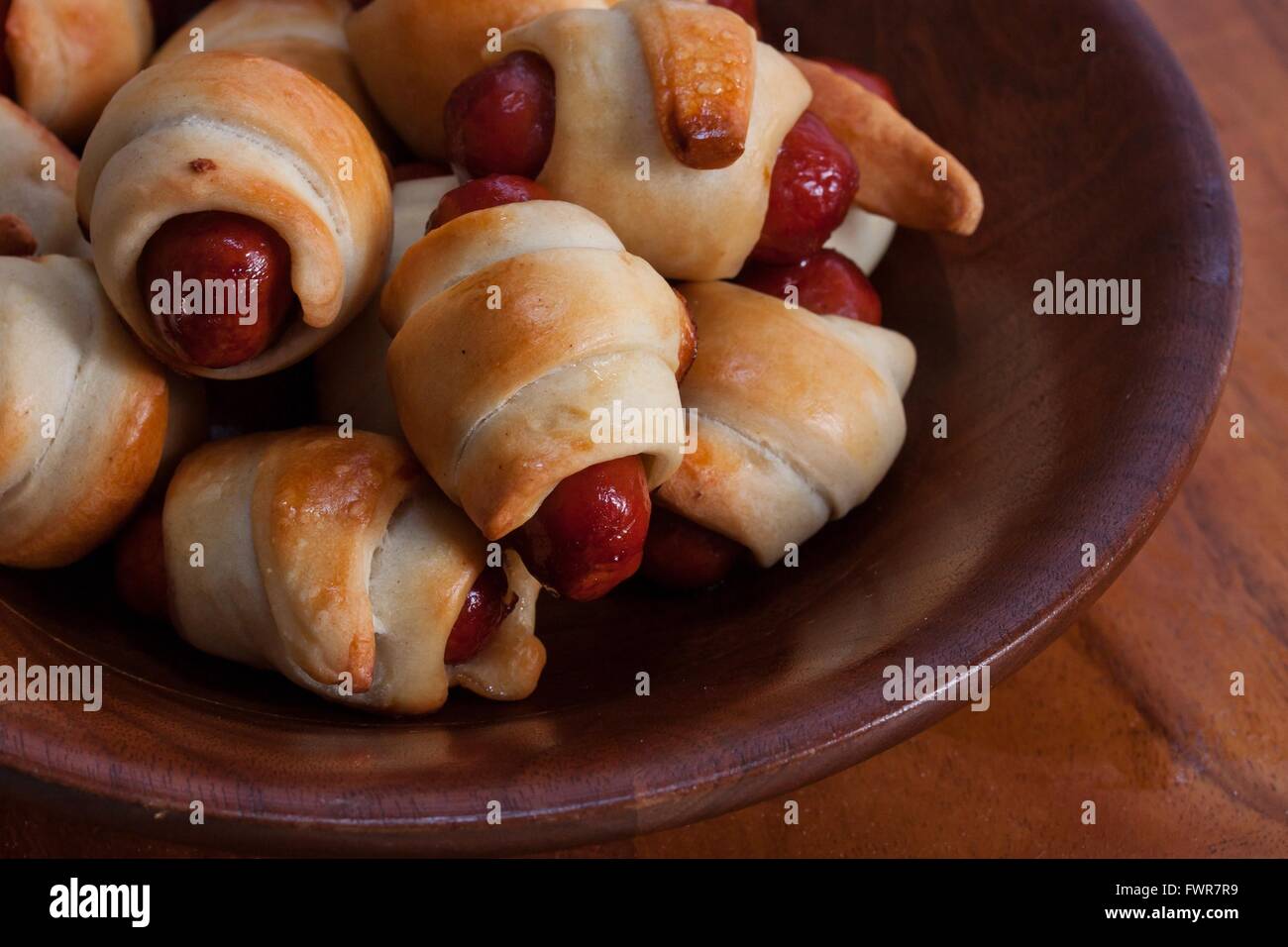 Pigs in Blankets Mini Pretzel Crescent Dog snack food Stock Photo Alamy