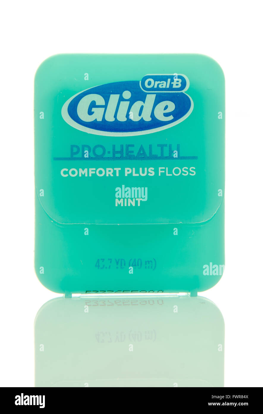Winneconne, WI - 6 April 2016:  Package of Oral-B glide dental floss on an isolated background. Stock Photo