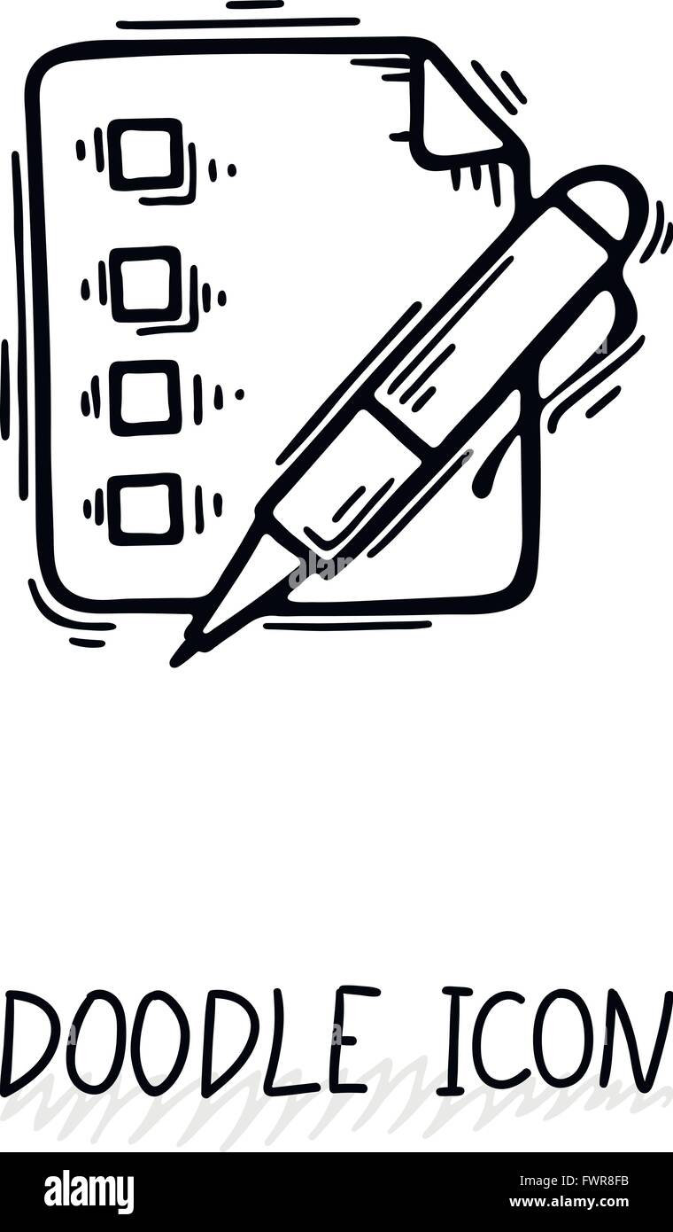 Doodle paper document icon. Pictograph of note. Single pictogram Stock ...