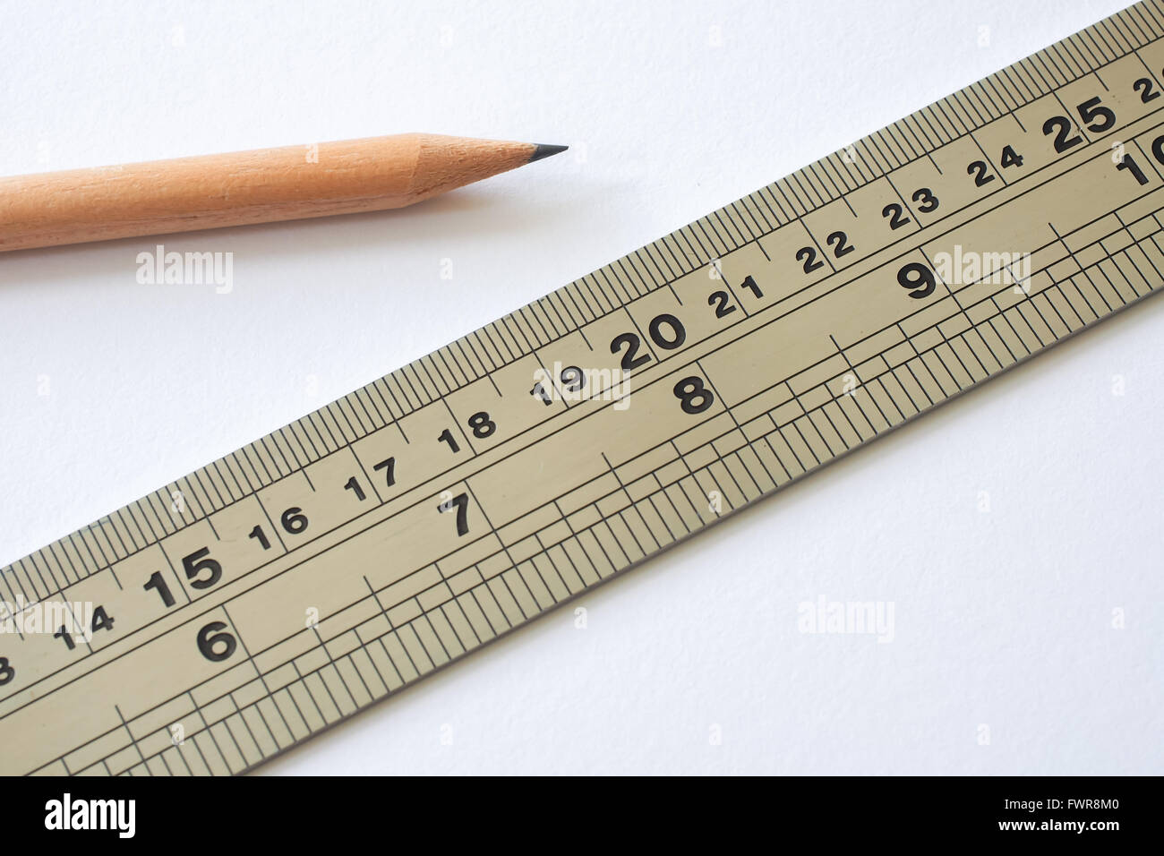 Ruler Paper Pencil Stock Photo