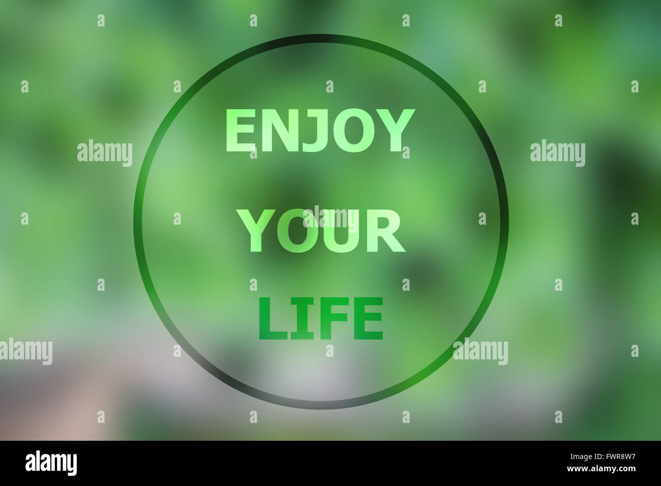 Enjoy your life inspirational quote on blurred background Stock Photo