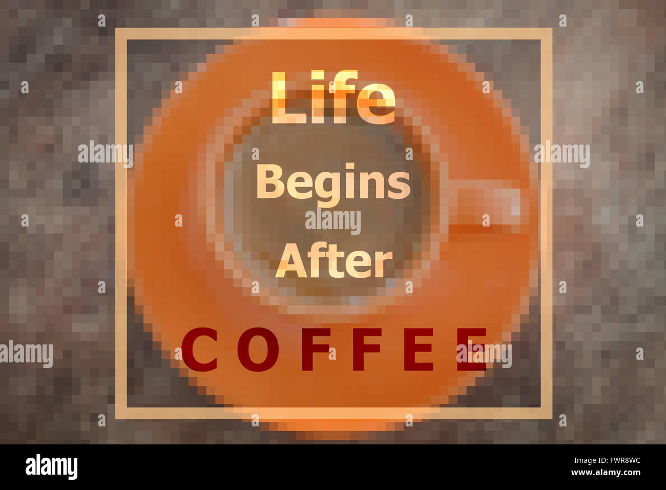 Life begins after coffee inspirational quote on blurred background