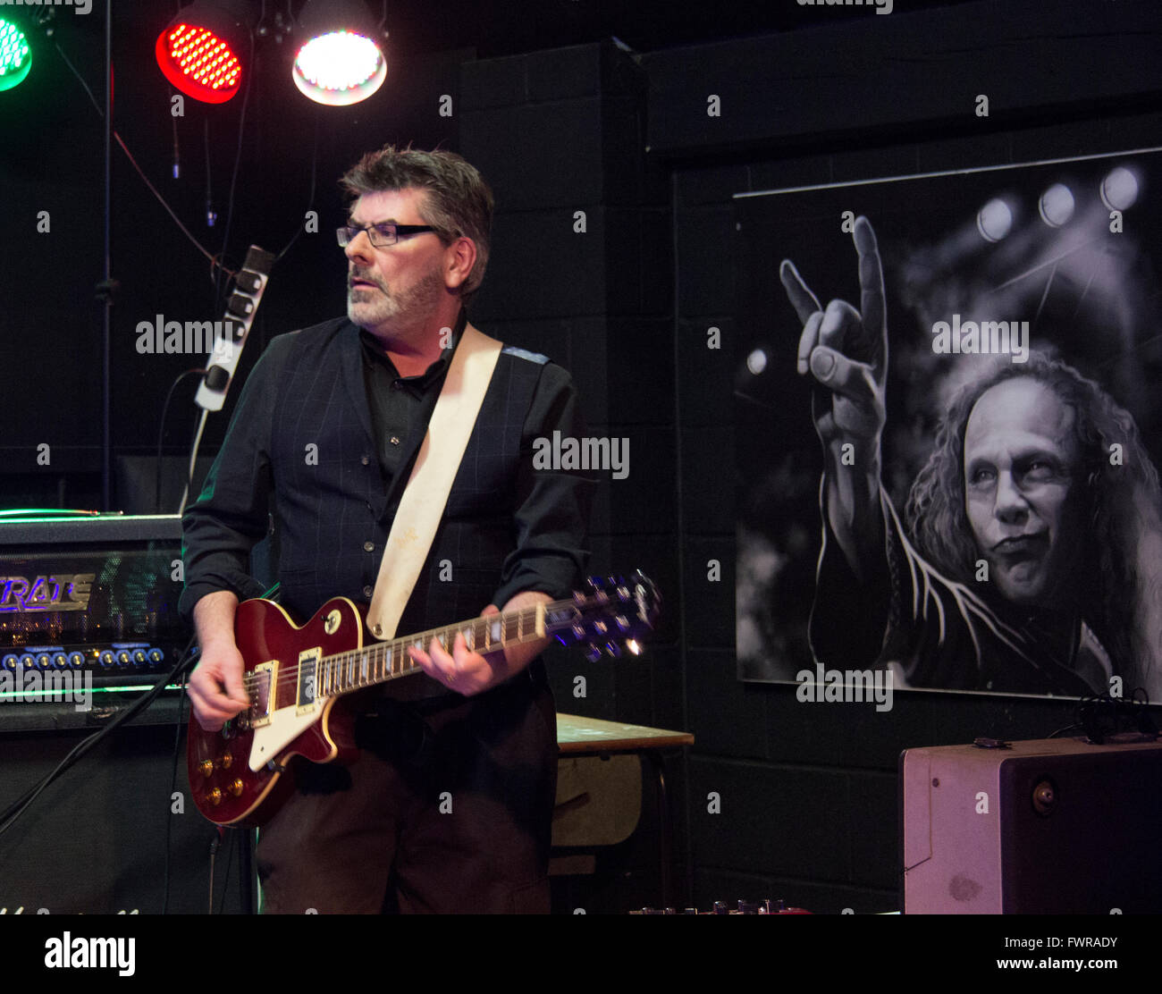 Ruefrex guitarist Jackie Forgie at reunion gig in 2015 Stock Photo - Alamy