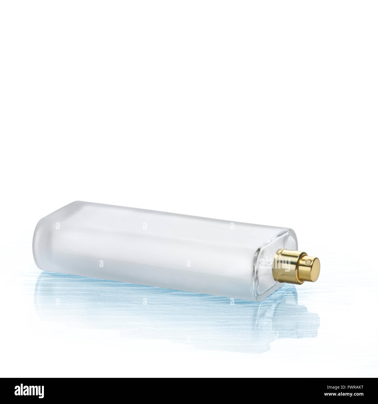 Perfume empty bottle on lightly fresh background.Frosted glass Clipping path Stock Photo