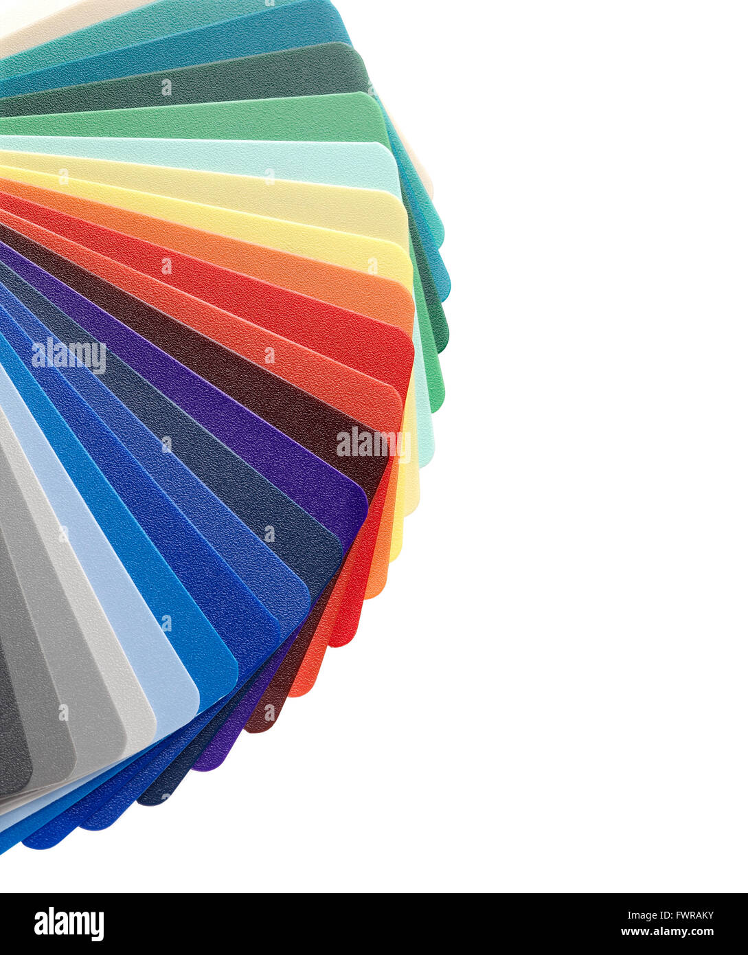Plastic color swatch guide on white background. Clipping path Stock Photo