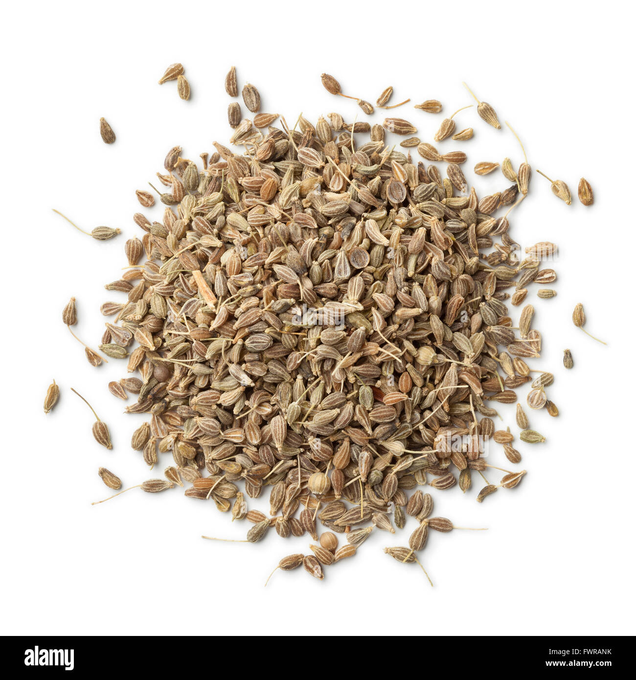 Heap of dried anise seeds on white background Stock Photo