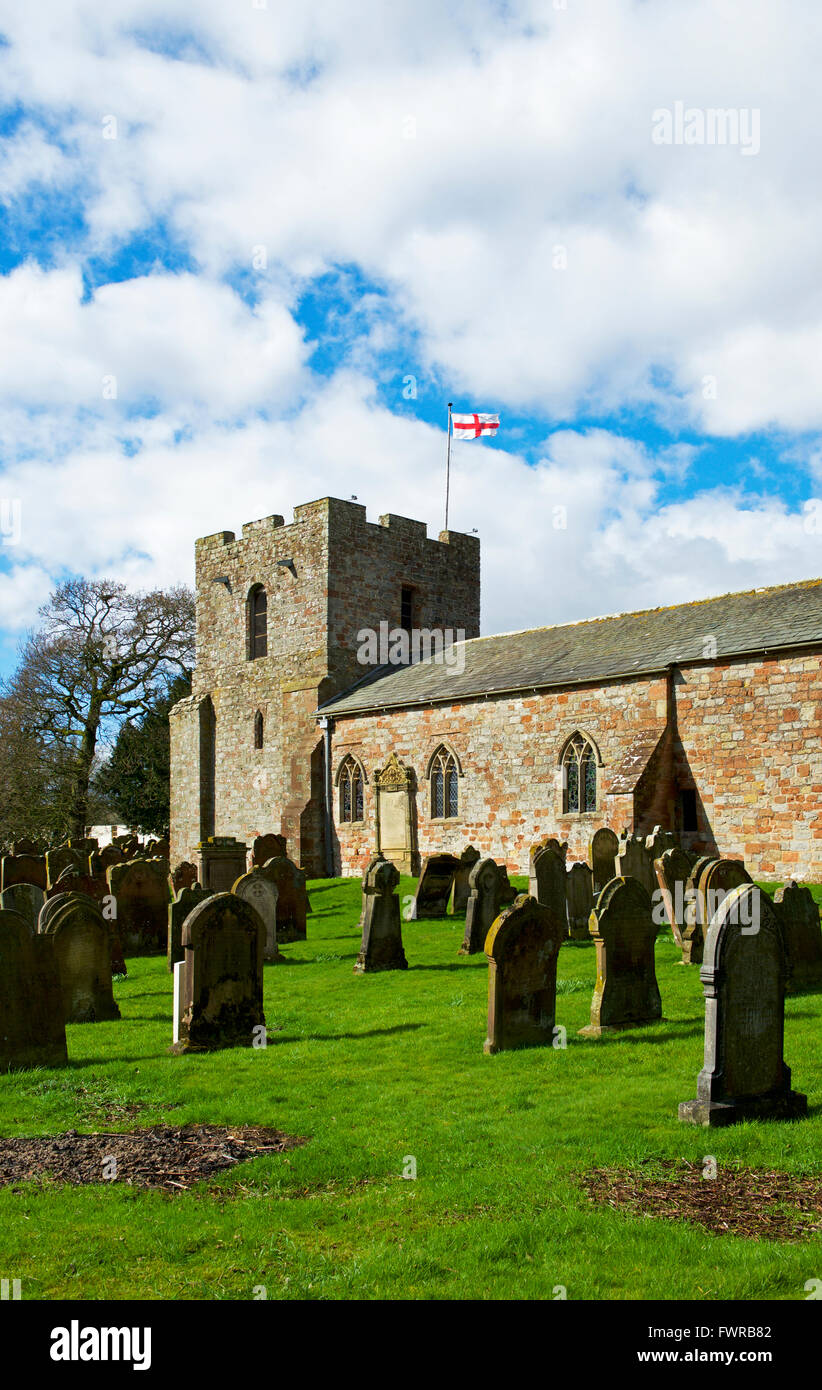 St Michael's, a fortified church in the village of Burgh-by-Sands, North Cumbria, England uk Stock Photo