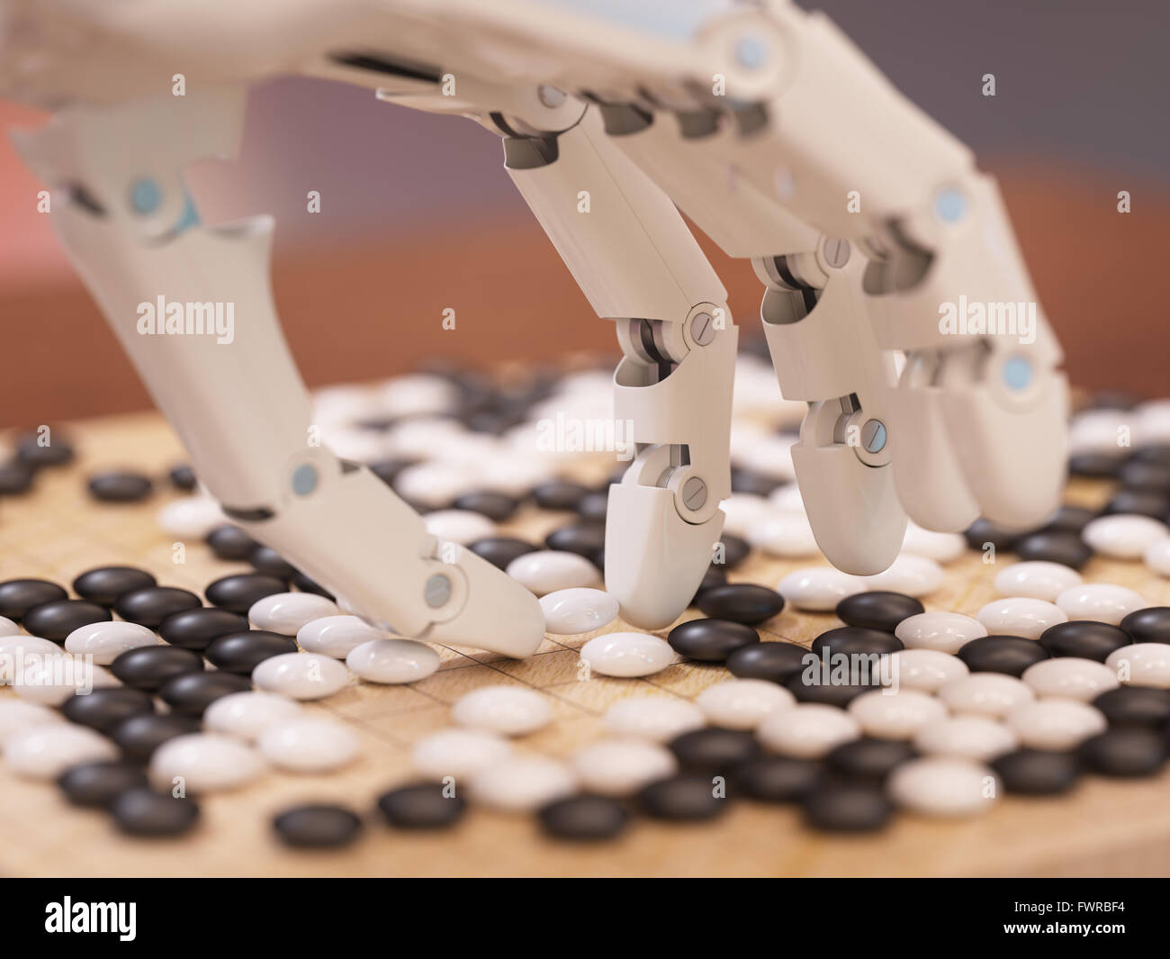 Artificial intelligence playing traditional board game Go concept Stock