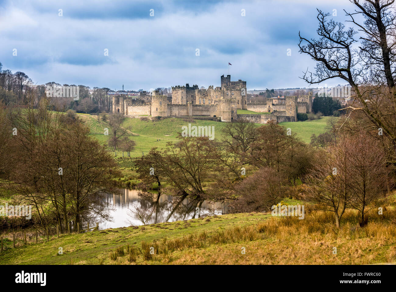 Alnwick Castle Northumberland. North East England. Seen in the Harry Potter films. Stock Photo