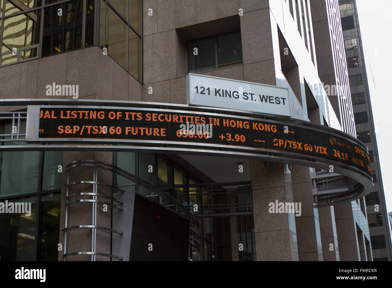 News banner in downtown Toronto, Ont., on May 29 2012. Stock Photo
