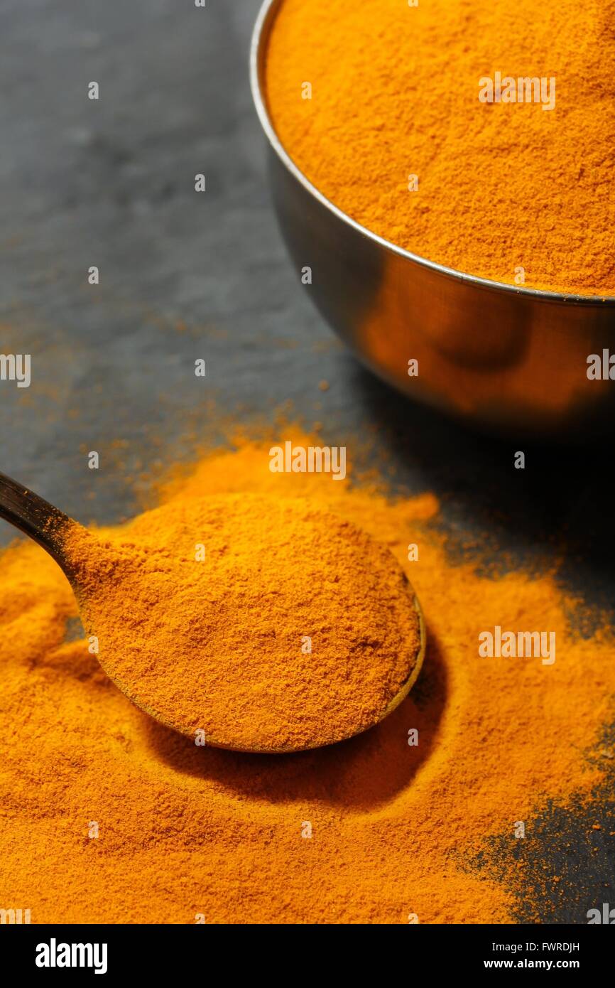 Turmeric Powder Indian food Ingredient Stock Photo
