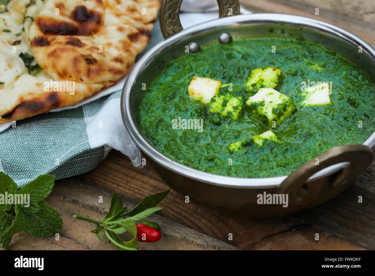 Palak Paneer Indian Spinach cheese curry Stock Photo Alamy