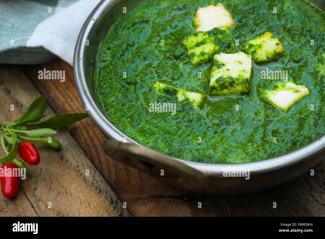 Palak Paneer Indian Spinach cheese curry Stock Photo Alamy