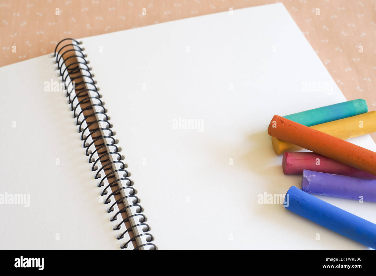 Sketch Pad with Soft Pastels Stock Photo