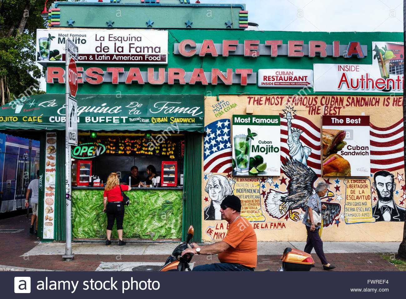 Florida South Fl Miami Little Havana Calle Ocho La Esquina De La Fama Corner Of Fame Restaurant Restaurants Food Dine Dining Eating Out Casual Stock Photo Alamy