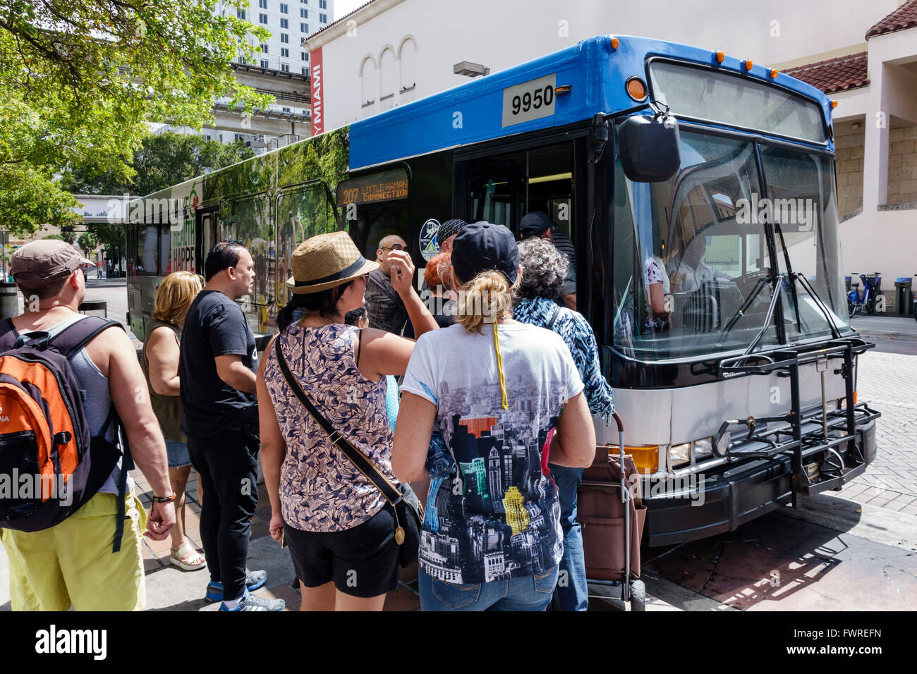 Florida FL Miami Miami-Dade Metrobus public transportation bus stop ...