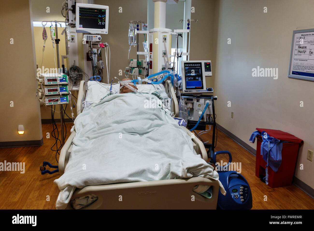 Female Patient Sleeping In Hospital Bed, Health Problem 