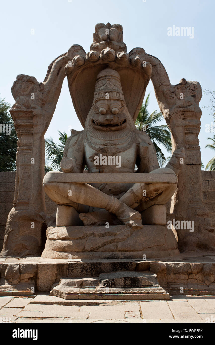 Lakshmi Narasimha statue. (Ugra Narasimha) Hampi. Karnataka. India