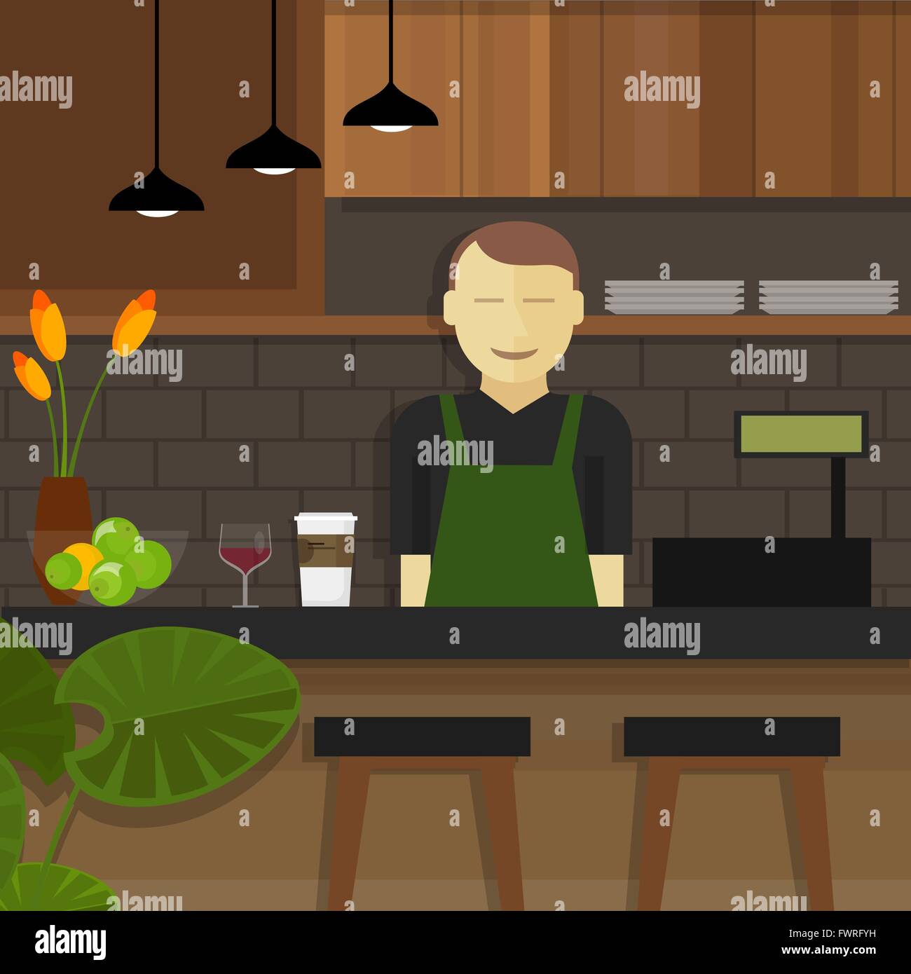 Cafe server Stock Vector Images - Alamy
