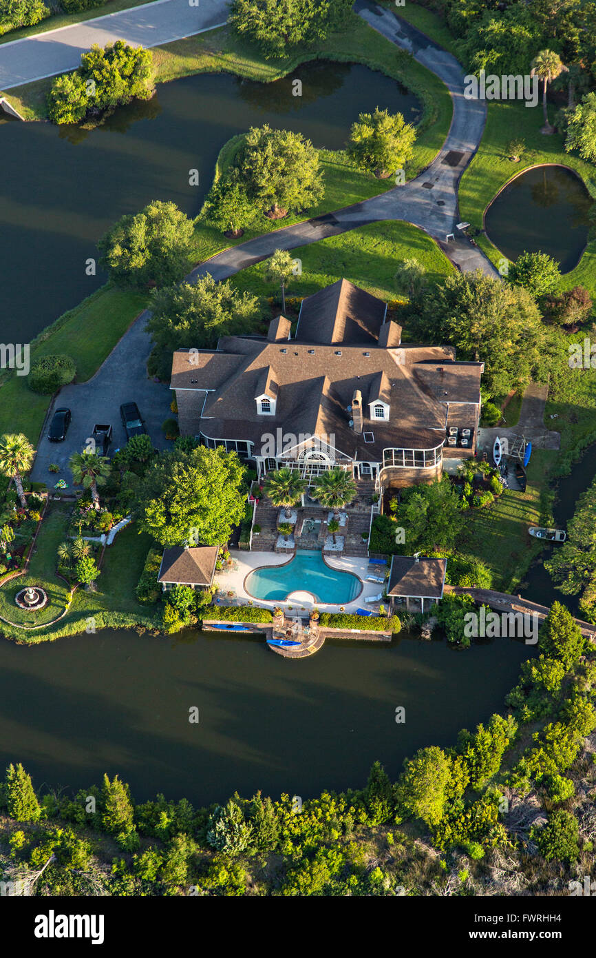 Aerial view of an estate home in Raven's Run development Mount Pleasant