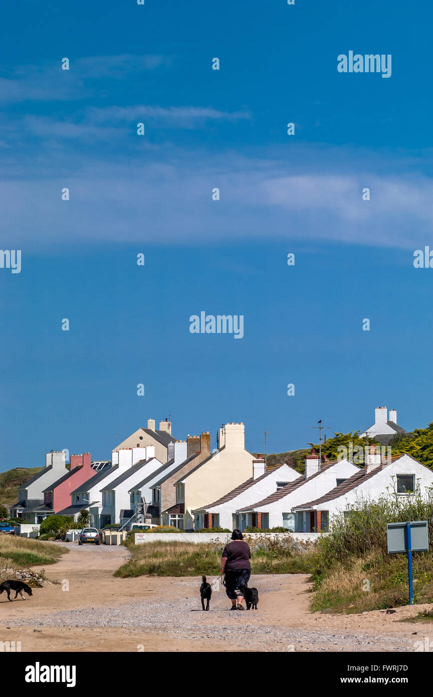 Houses at the coast on the island of Alderney. Stock Photo