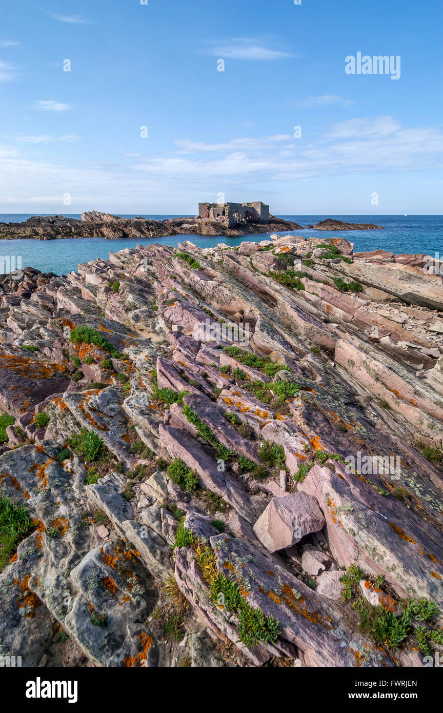 Views on the western coast of the island of Alderney. Stock Photo