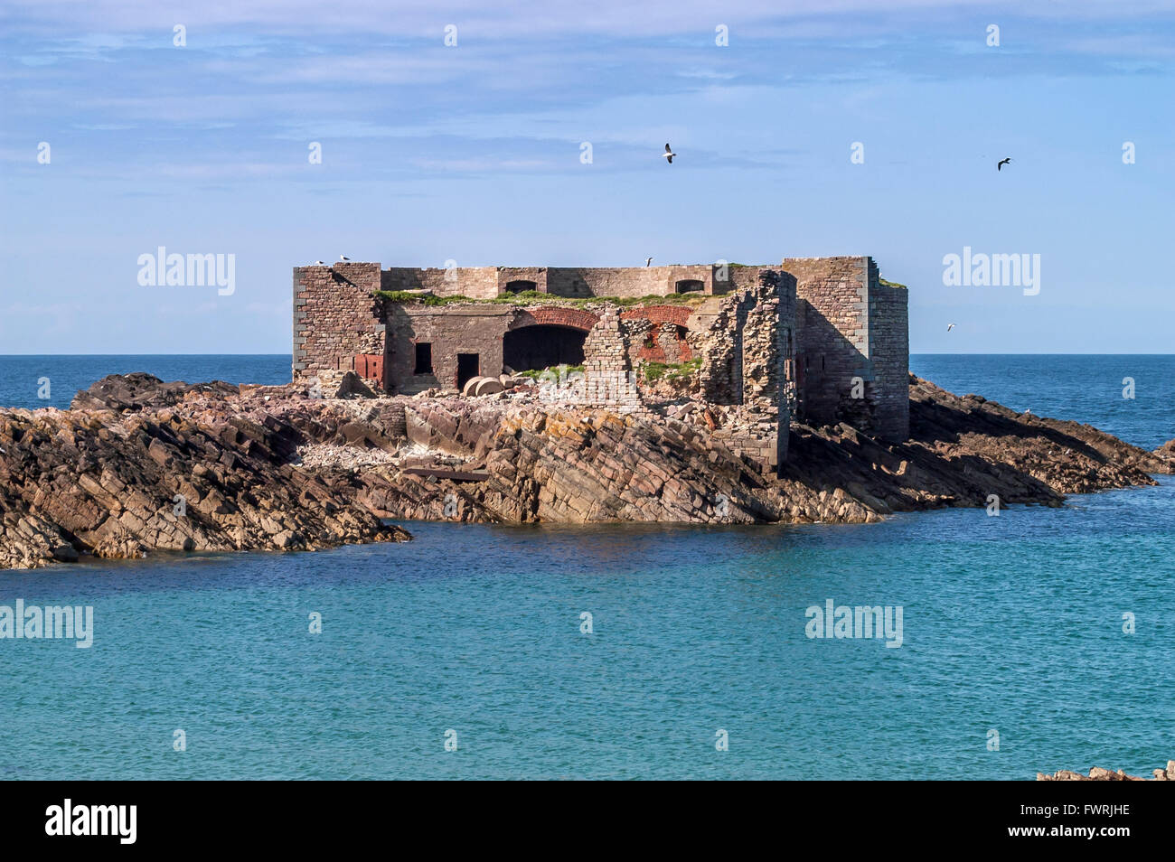 Views on the western coast of the island of Alderney. Stock Photo