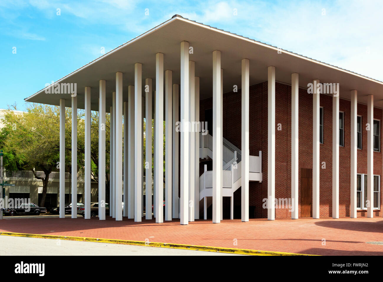 Town Hall, designed by Philip Johnson, in Celebration town centre, Osceola County, Florida, America, USA Stock Photo