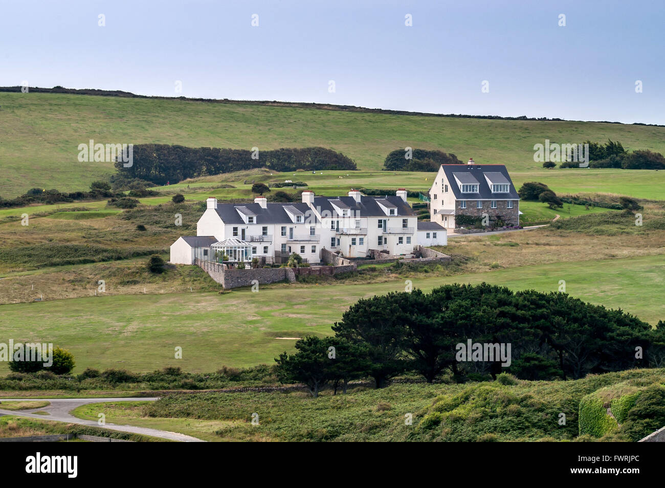 Terrace of houses on the island of Alderney Stock Photo