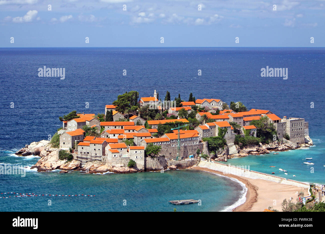 Sveti Stefan (St. Stephen) island in Adriatic sea, Montenegro Stock Photo
