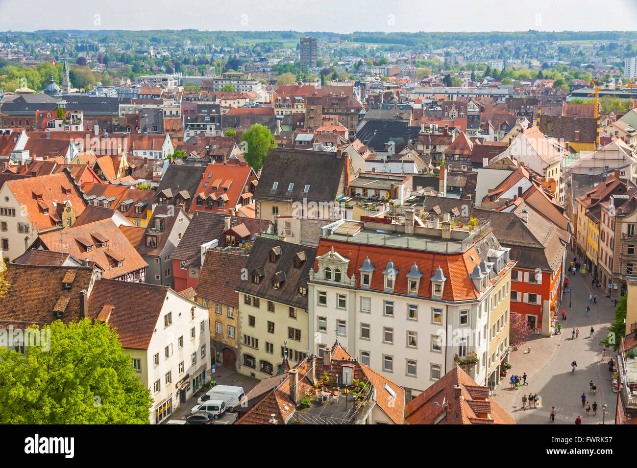 Aerial view of Konstanz city (Germany) and Town of Kreuzlingen Stock