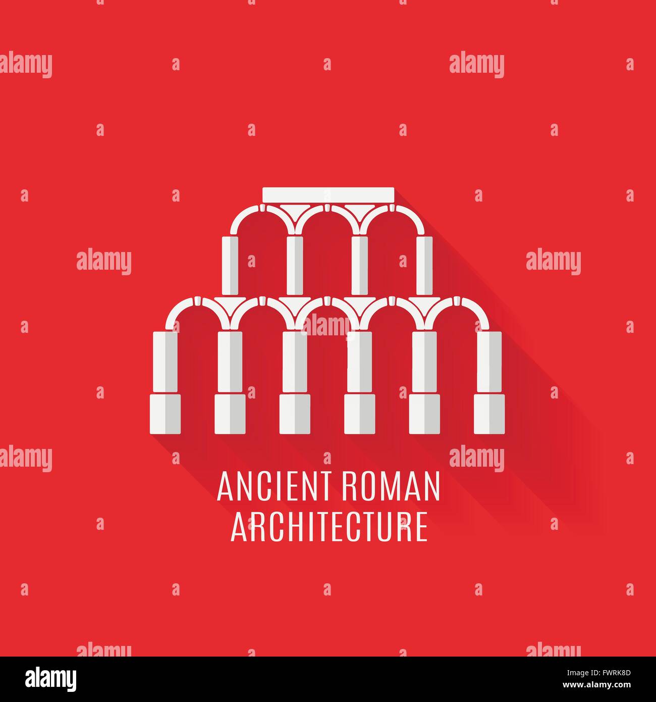 Ancient Roman architecture Long shadows Stock Vector