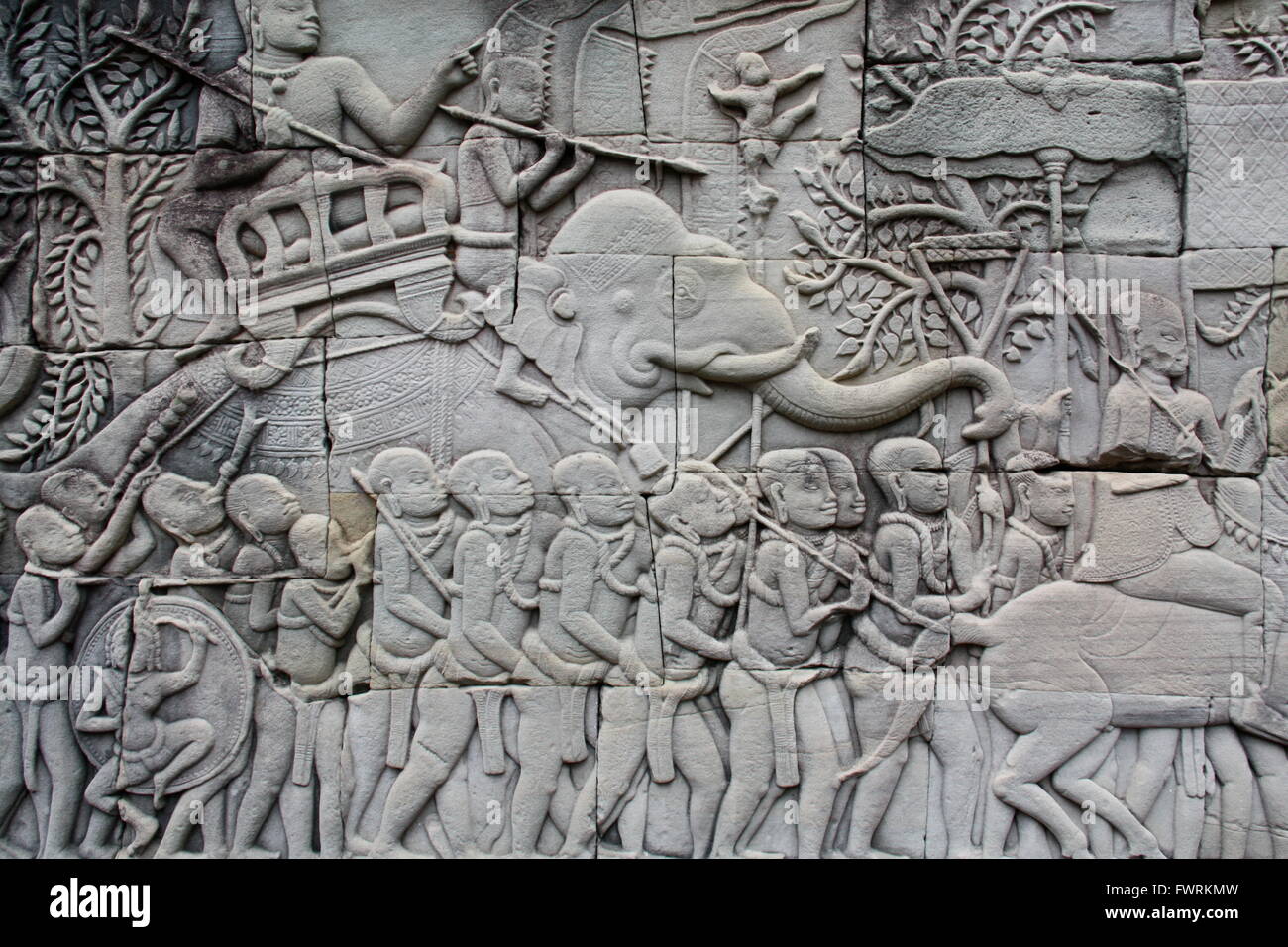 Bas relief of an elephant at Angkor Wat, Cambodia Stock Photo Alamy