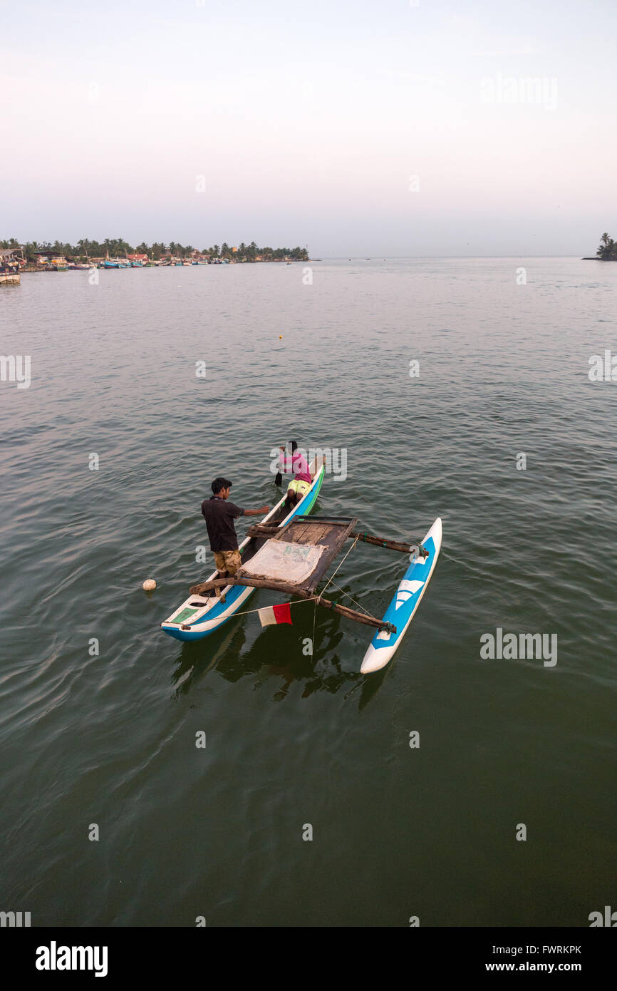 Traditional colorful fishing boats in Negombo harbour, Sri Lanka, Asia Stock Photo