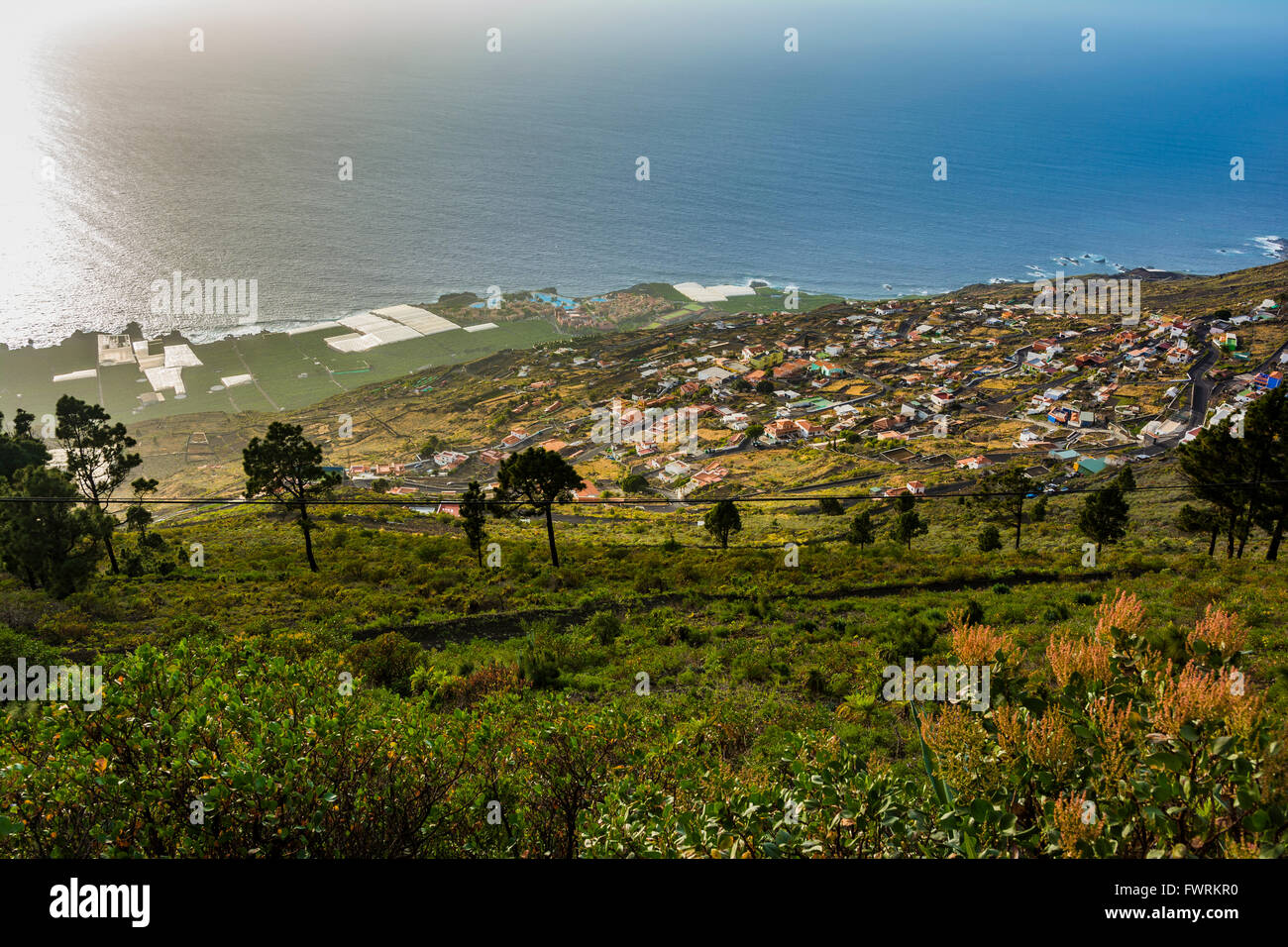Population "Las Indias" and Teneguía Princess Spa. Fuencaliente de la Palma, La Palma, Tenerife, Canary Islands, Spain Stock Photo