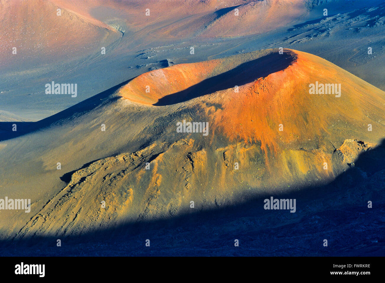 cinder cone teephoto view at dawn Haleakala crater on Maui Stock Photo