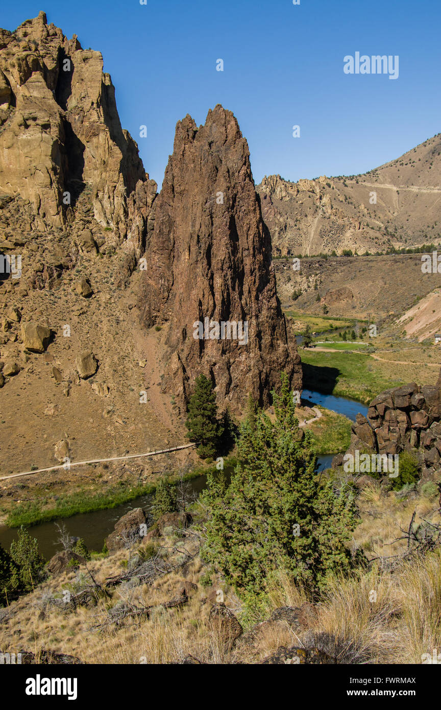 Smith Rock is a popular rock climbing location in eastern Oregon, USA ...