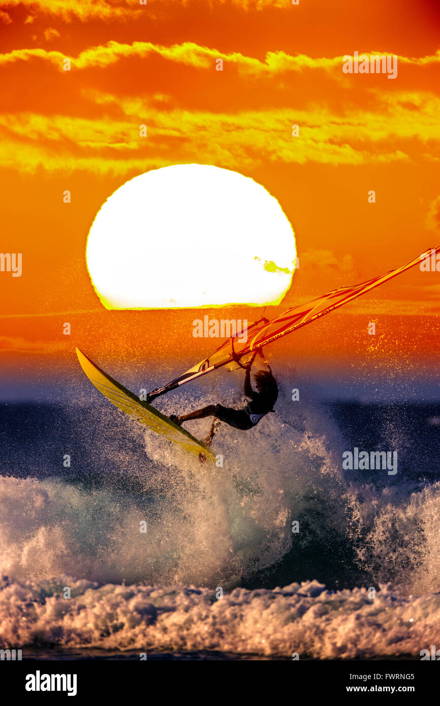 Windsurfing in Maui Stock Photo Alamy