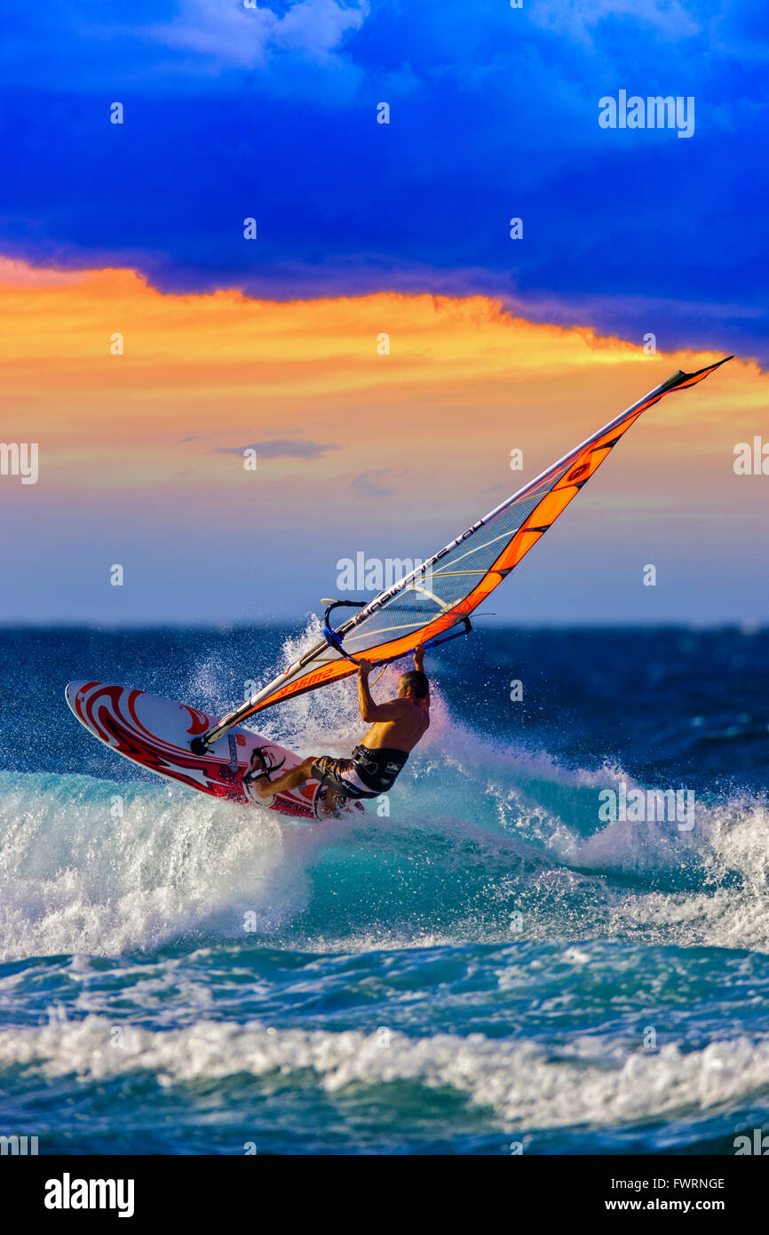Windsurfing in Maui Stock Photo Alamy