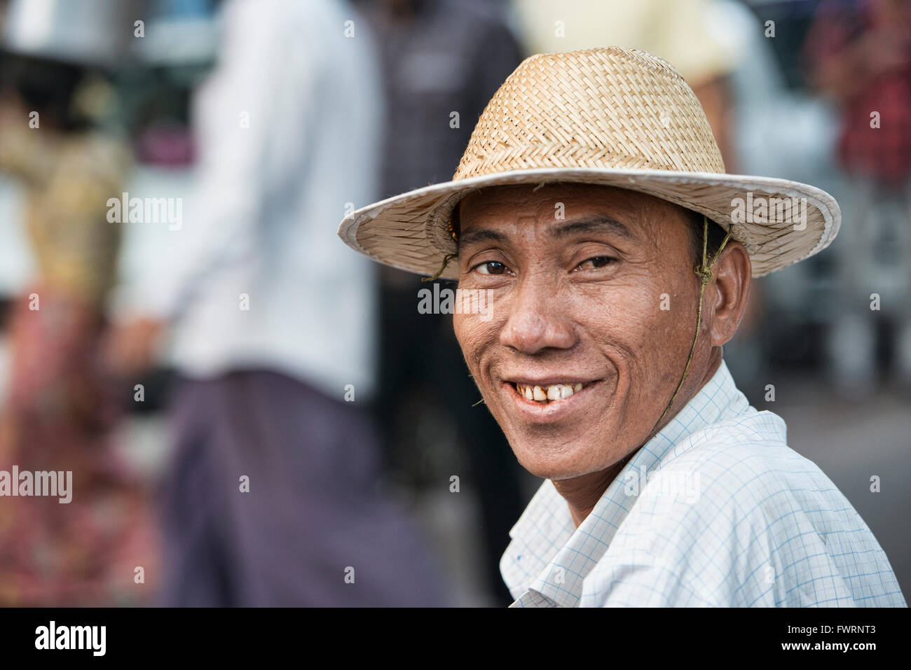 Rickshaw driver portrait, Yangon, Myanmar Stock Photo Alamy