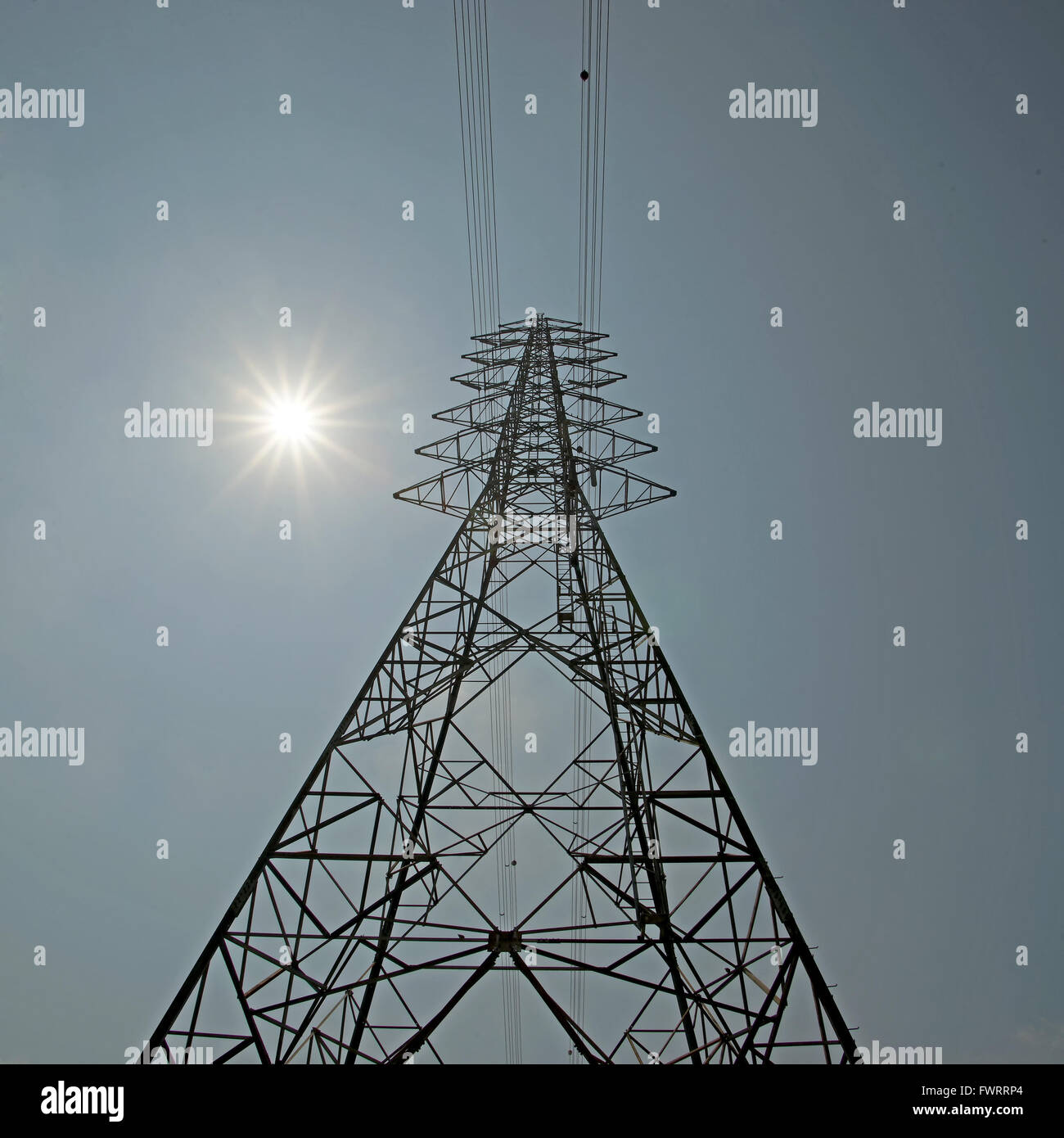 high voltage electric tower with beautiful sky background Stock Photo ...