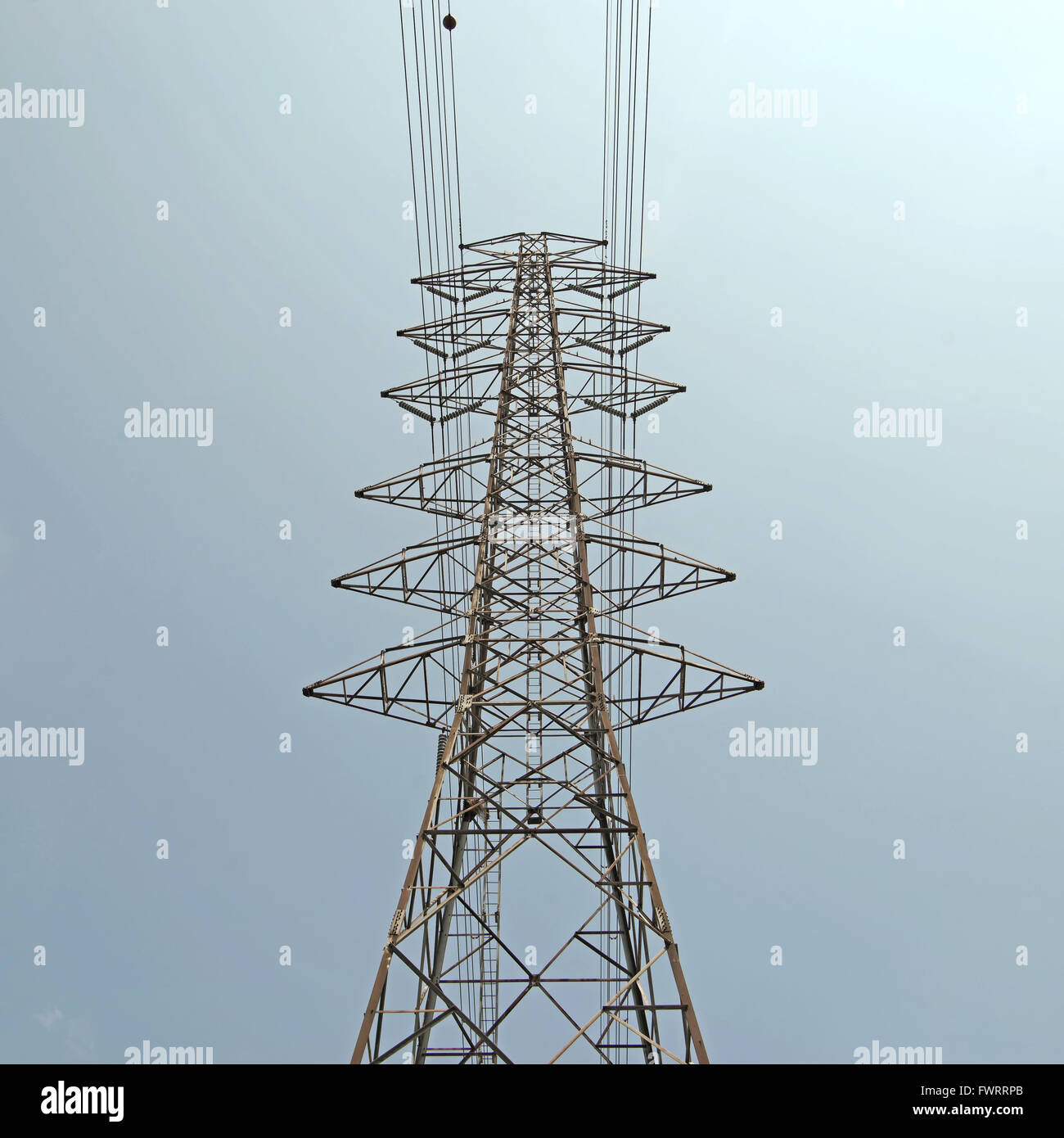 high voltage electric tower with beautiful sky background Stock Photo ...