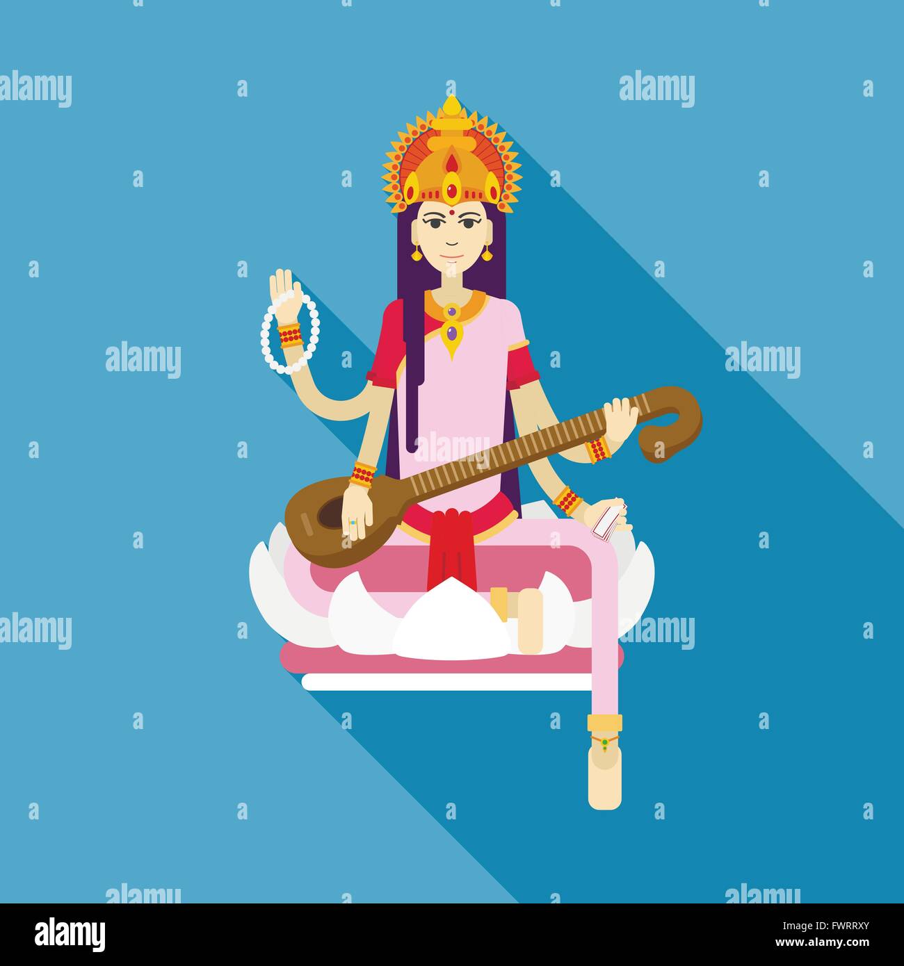 Hindu Goddess Saraswati flat Stock Vector Image & Art - Alamy Hindu Goddess Saraswati flat Stock Vector Image & Art - Alamy