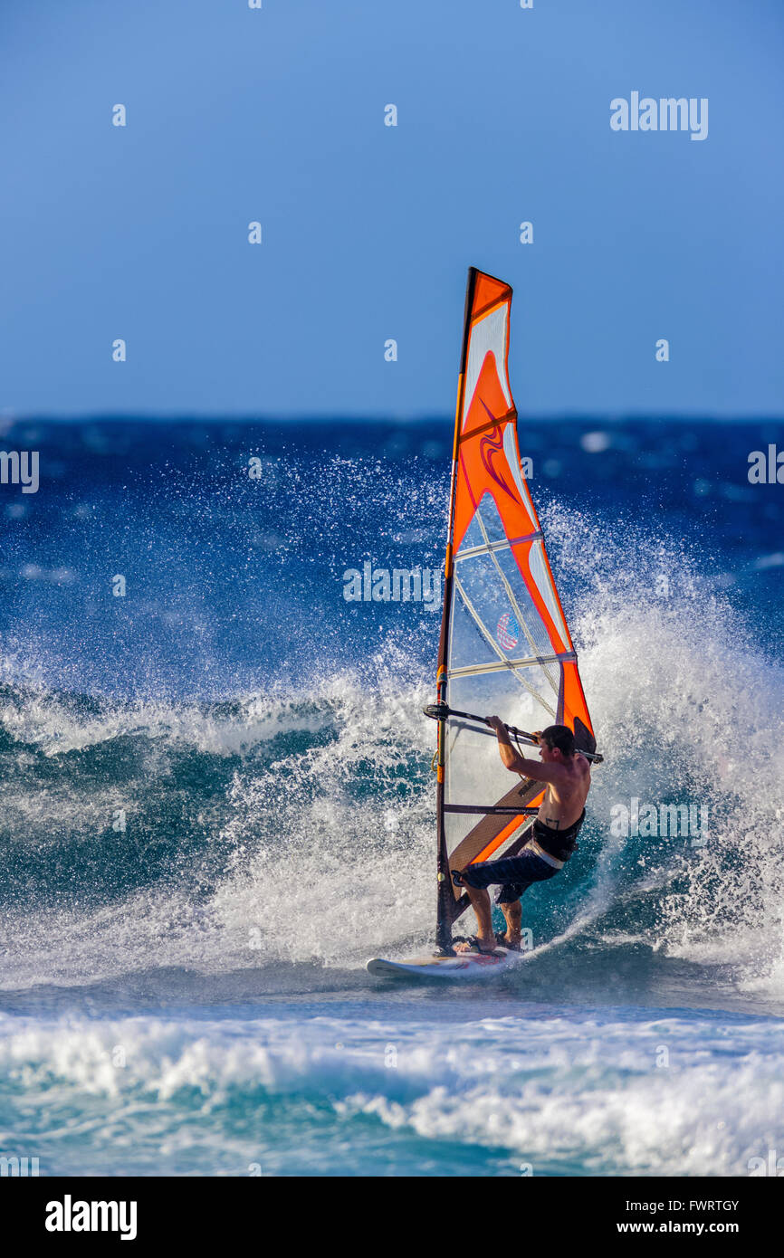 Airborne wind surfer wave jumping hires stock photography and images