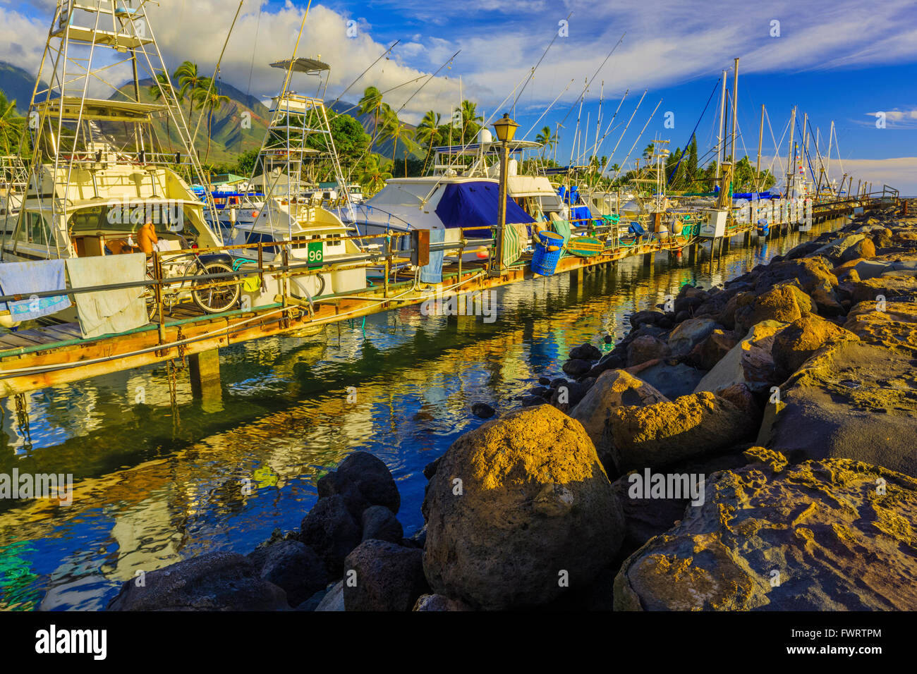 Lahaina harbor on Maui Stock Photo