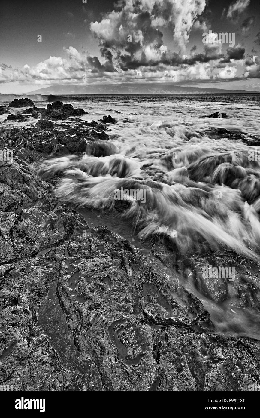 Waves on tropical beach in Black and White Stock Photos & Images - Alamy